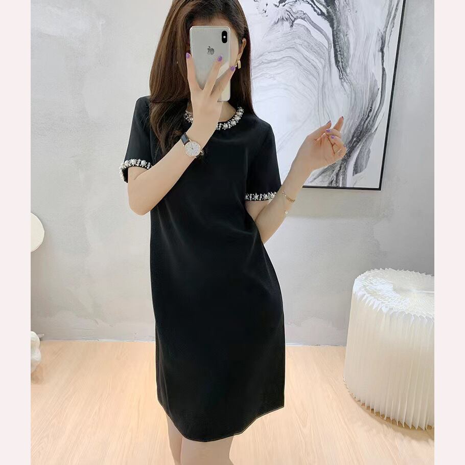 【dress】OL通勤ビーズボウタイワンピースF7352