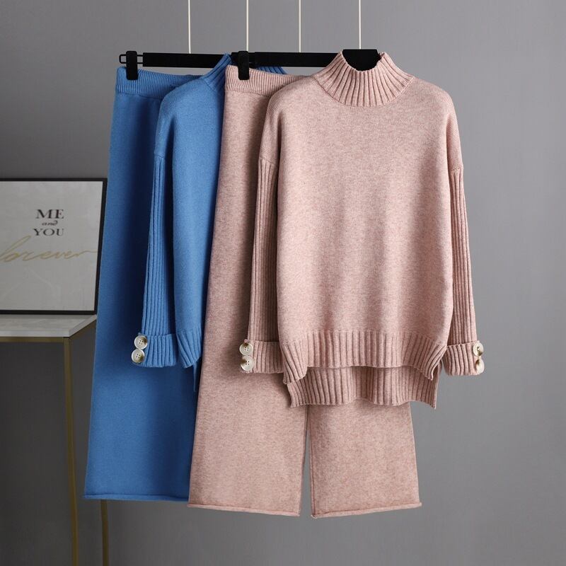 【set】ニットセーター×ワイドパンツセット　M28712