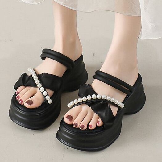 【shoes】パール付きサンダル　M30337