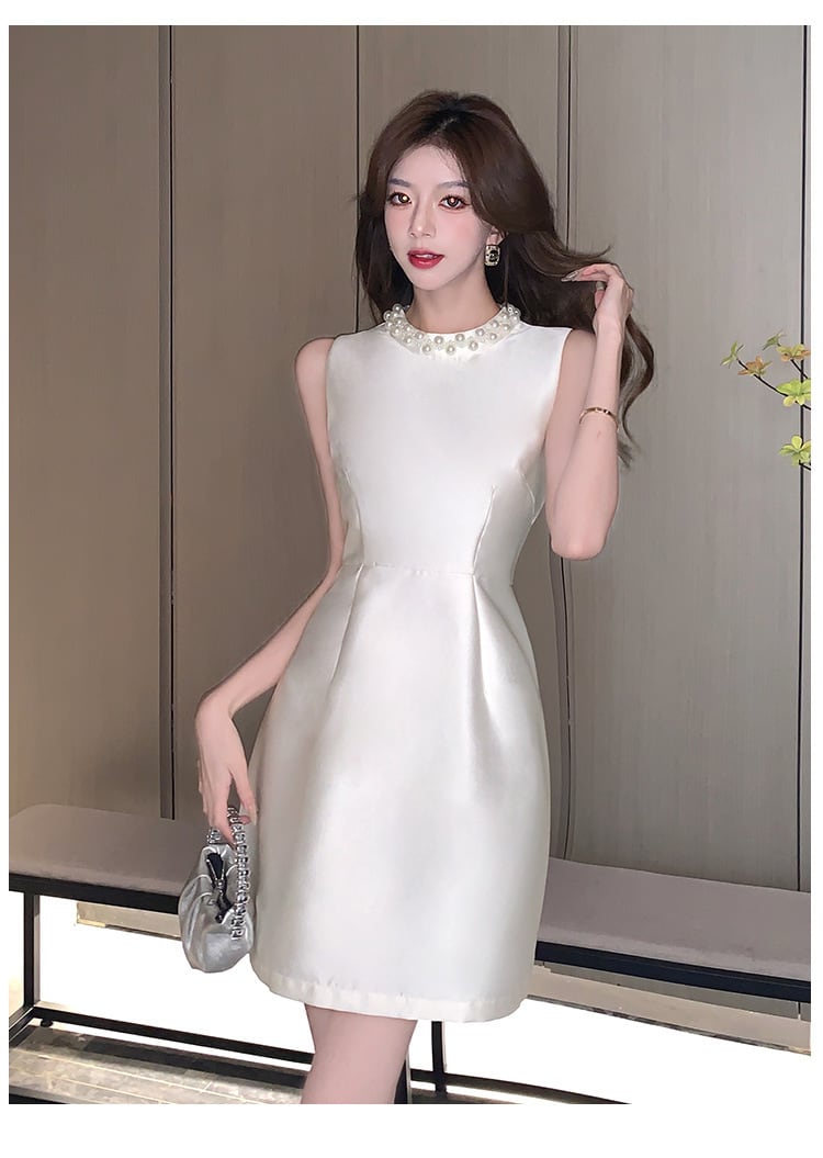 【dress】ノースリーブビーズAラインワンピース G21537