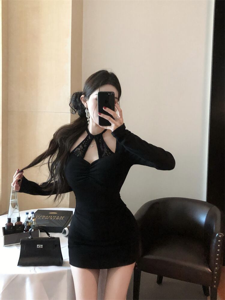 【dress】レース切り替えワンピース　M28909