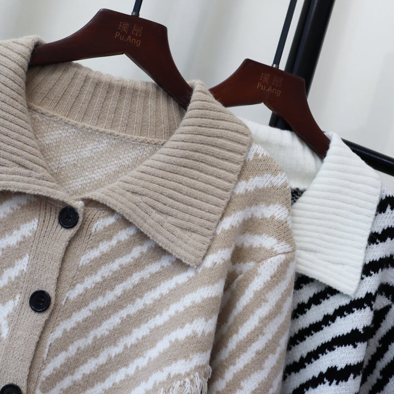 【outer】POLOネックニットカーデ　M26118