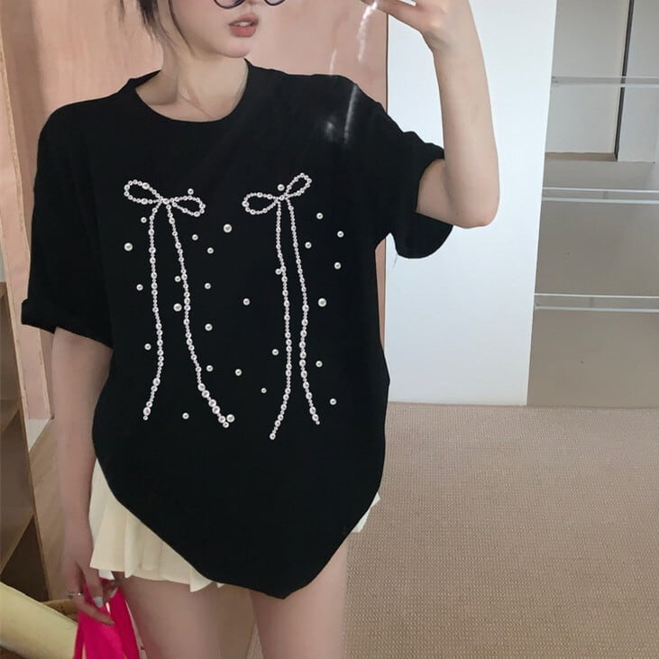 【tops】ビジューTシャツ　M24858