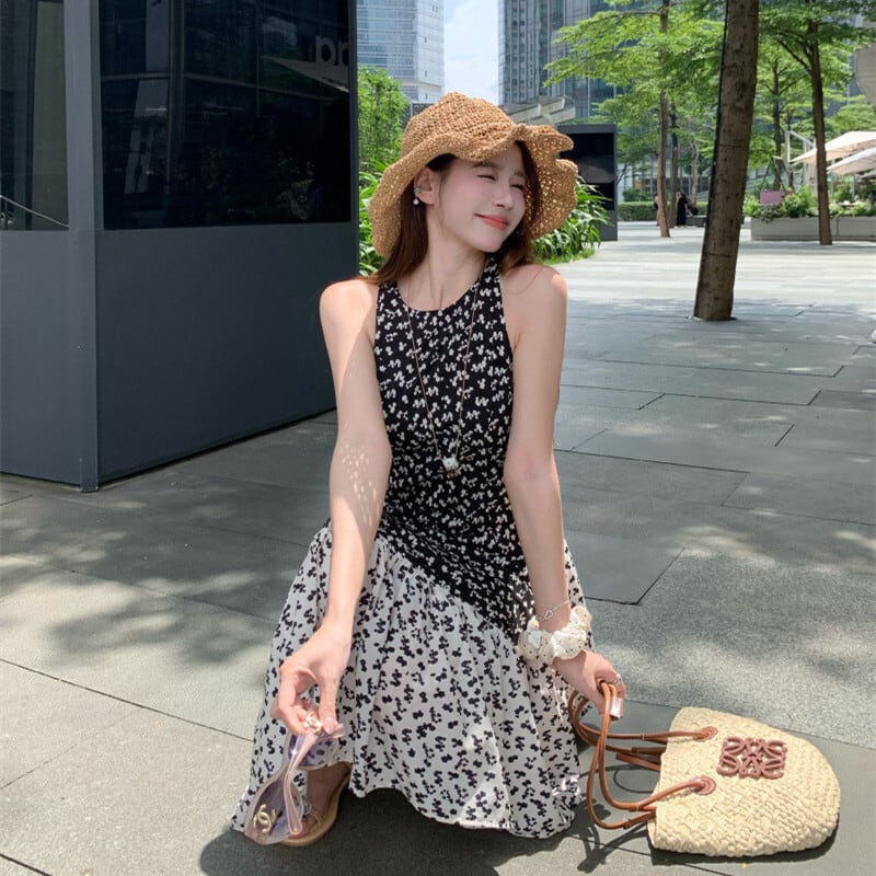【dress】切り替え花柄ワンピース　M24343