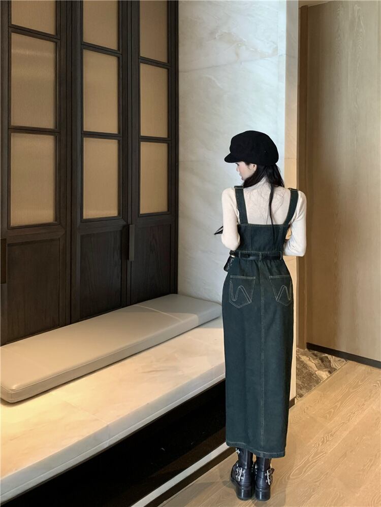 【dress】サロペットデニムワンピース　M27988