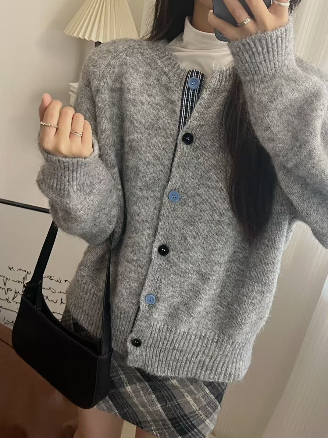 【outer】切り替えニットカーデ　M29006