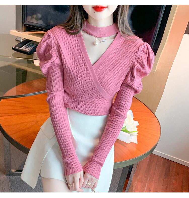 【tops】パフスリーブニットトップス　M18687