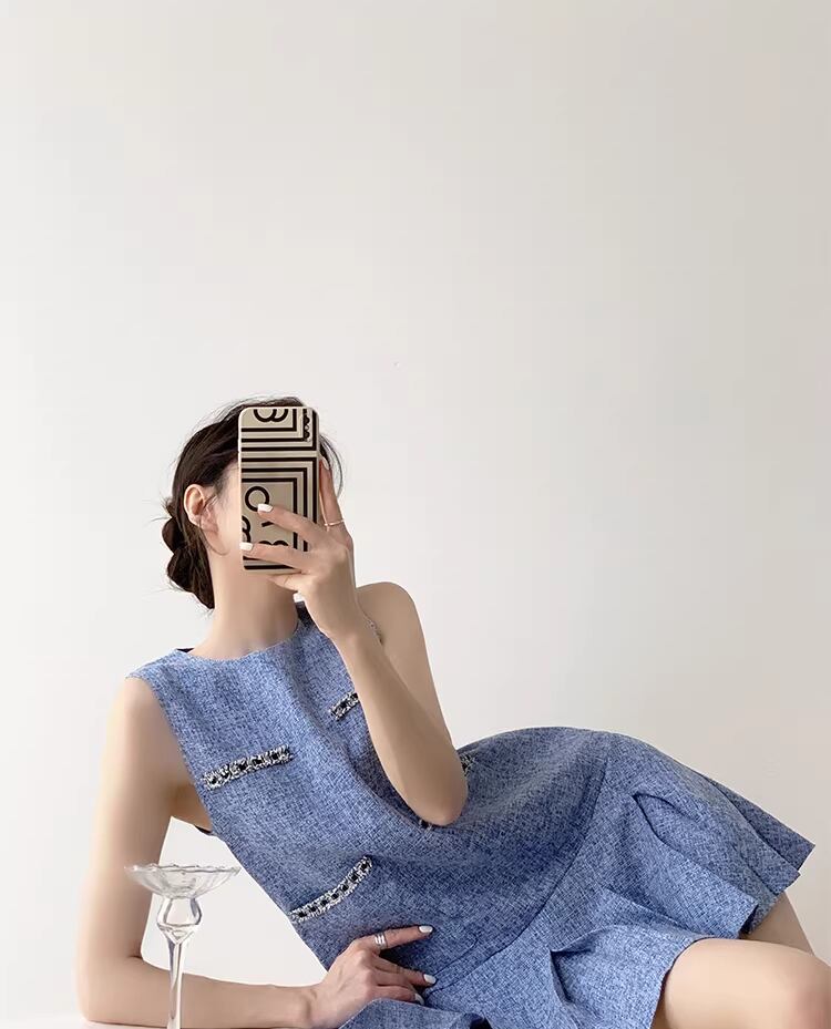 【dress】ノースリーブプリーツワンピース Q8361