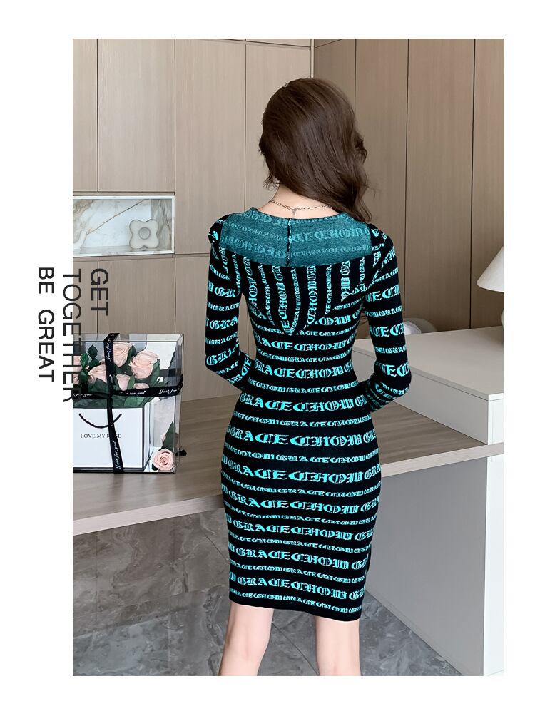 【dress】フード付きニットワンピース　M18862