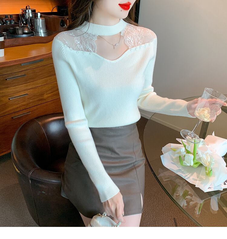 【tops】レースドッキングニットトップス　M27628