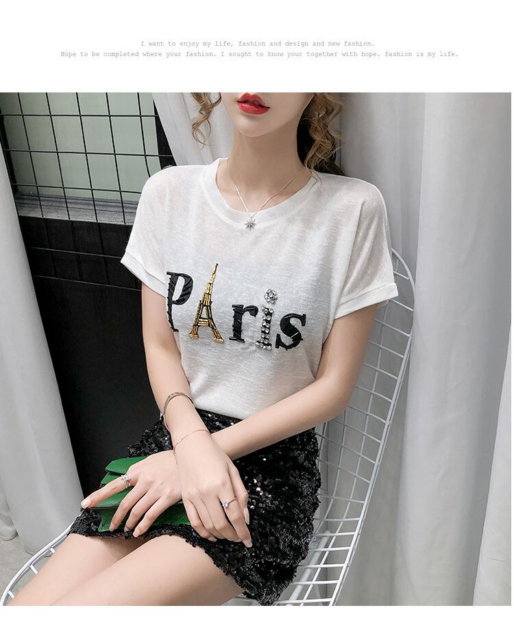 【tops】ラウンドネック半袖英字柄ファッションTシャツF0116