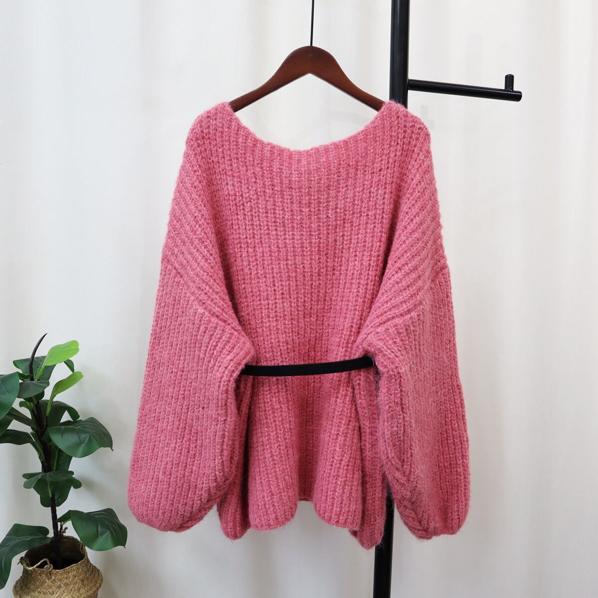 【tops】ニットセーターベルト付き　M18748