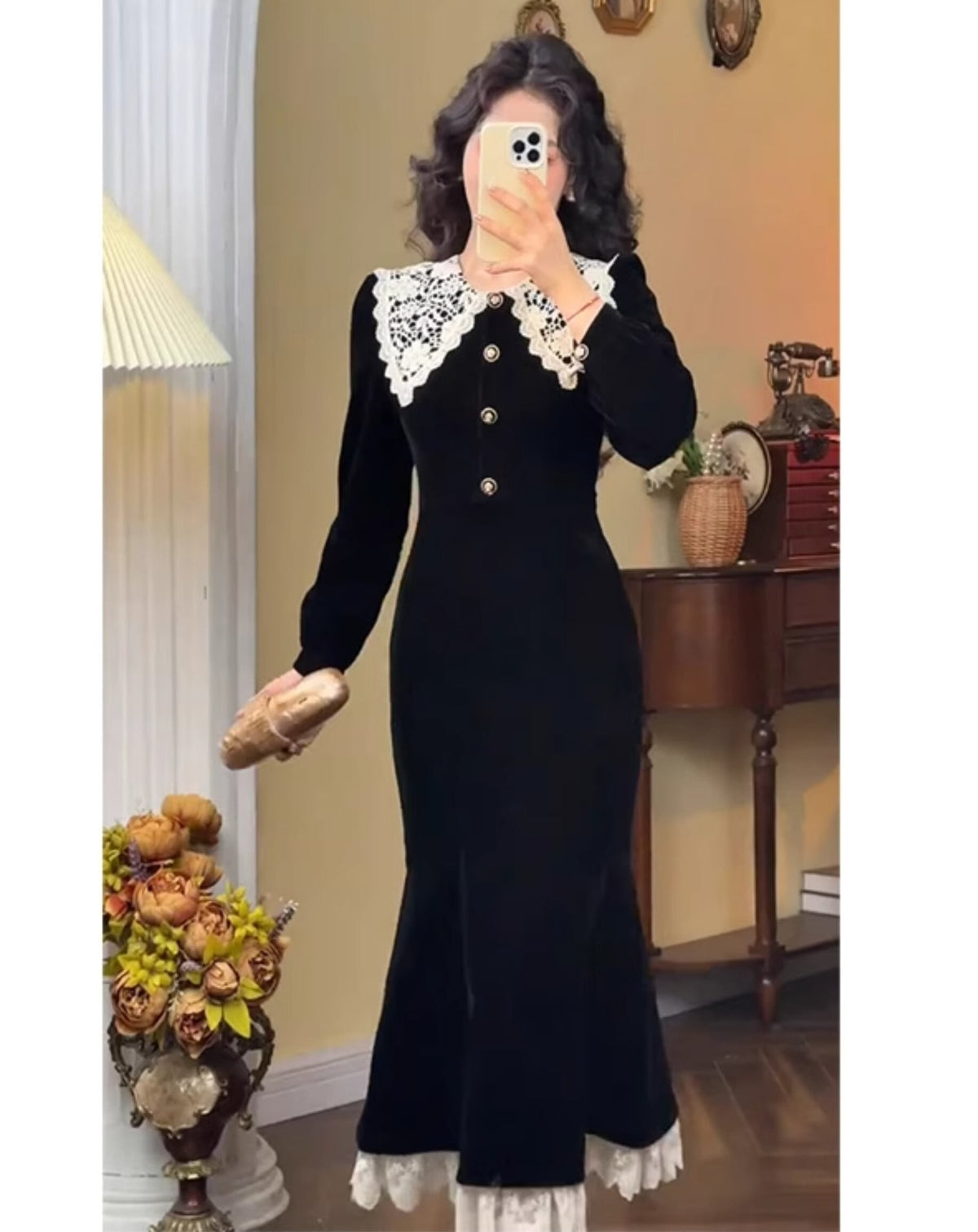 【dress】レースカラーマーメイドデートワンピース　N2915