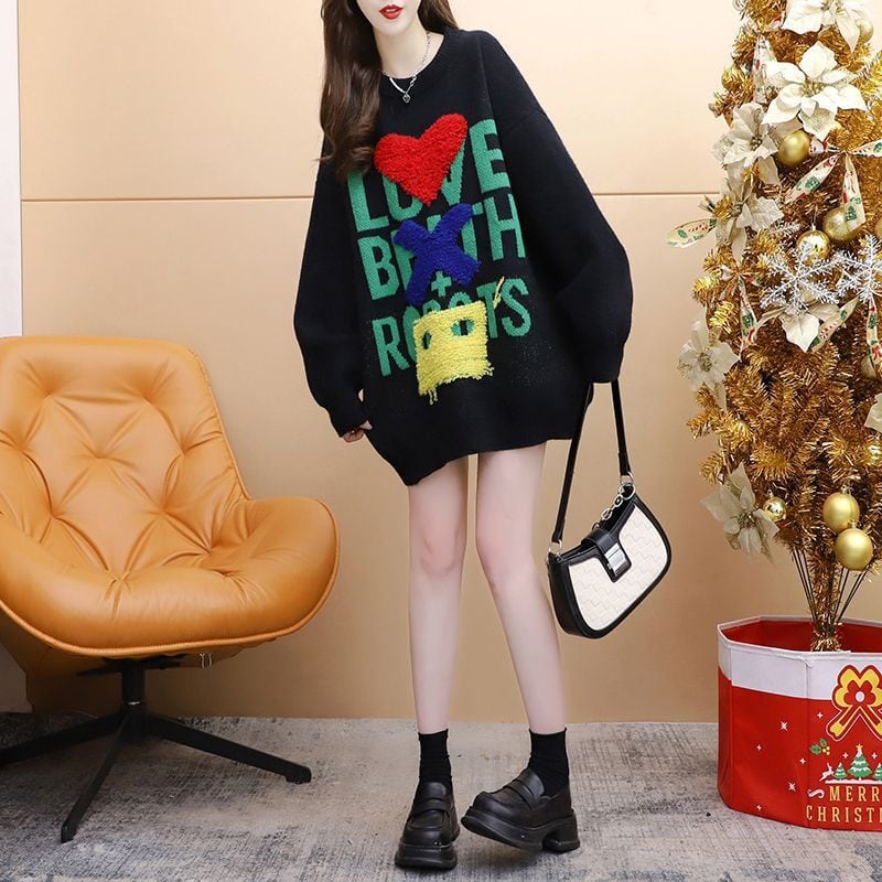 【tops】ニットセーター韓国系着心地良いゆったり　M17550