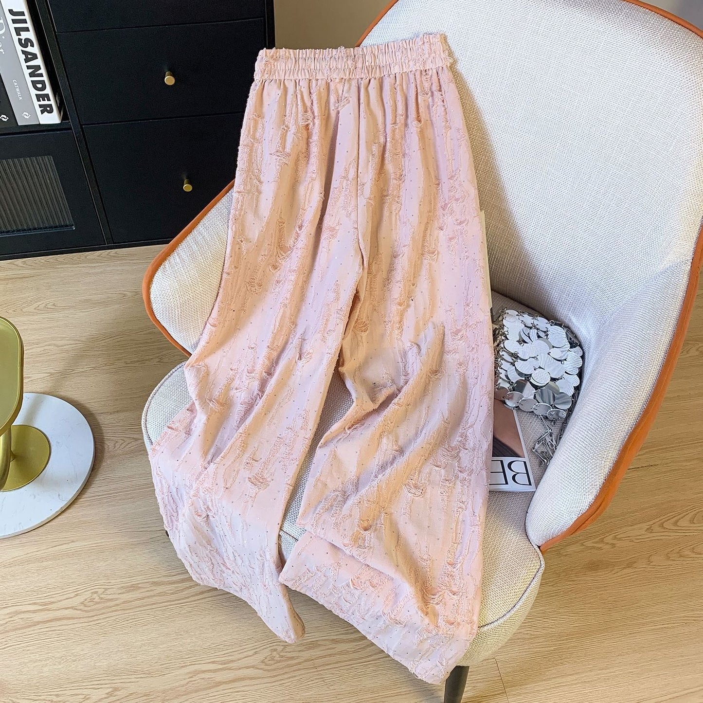 【bottoms】キラキラダメージガウチョパンツF7488