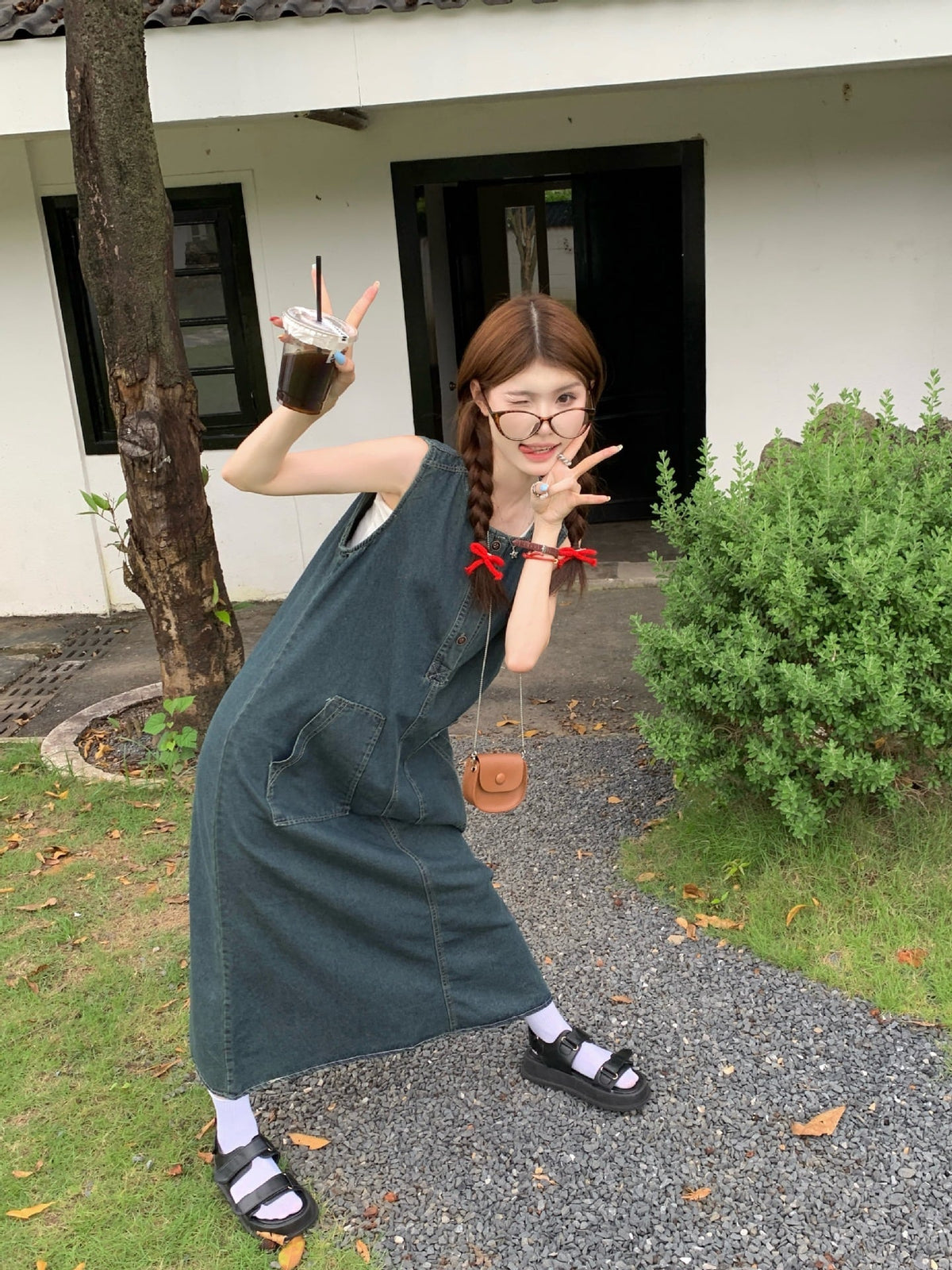 【dress】ノースリーブデニムワンピース　M25107