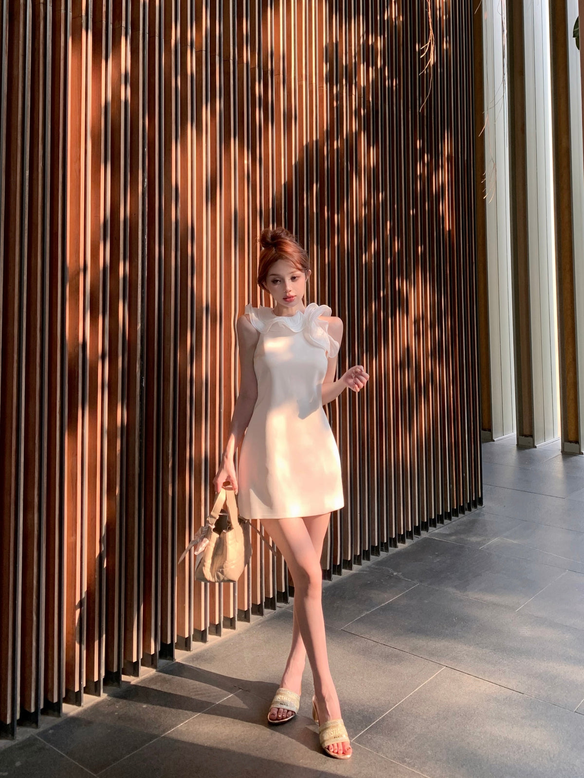 【dress】フリルノースリーブワンピース　M24008