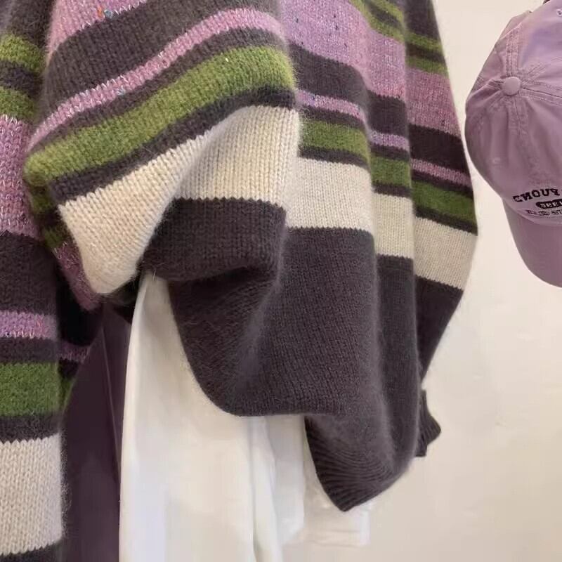 【tops】ボーダー柄ニットセーター　M29259