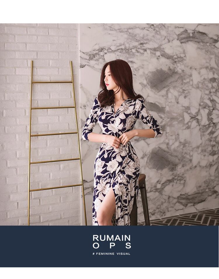 【dress】好感度UP!セクシー気質満点レトロ体型カバー着痩せVネックワンピース G2003