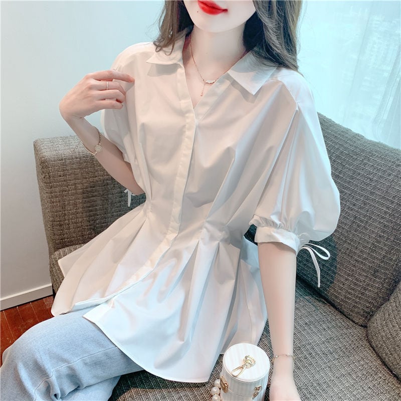 【tops】ランタンスリーブギャザーブラウスF7503