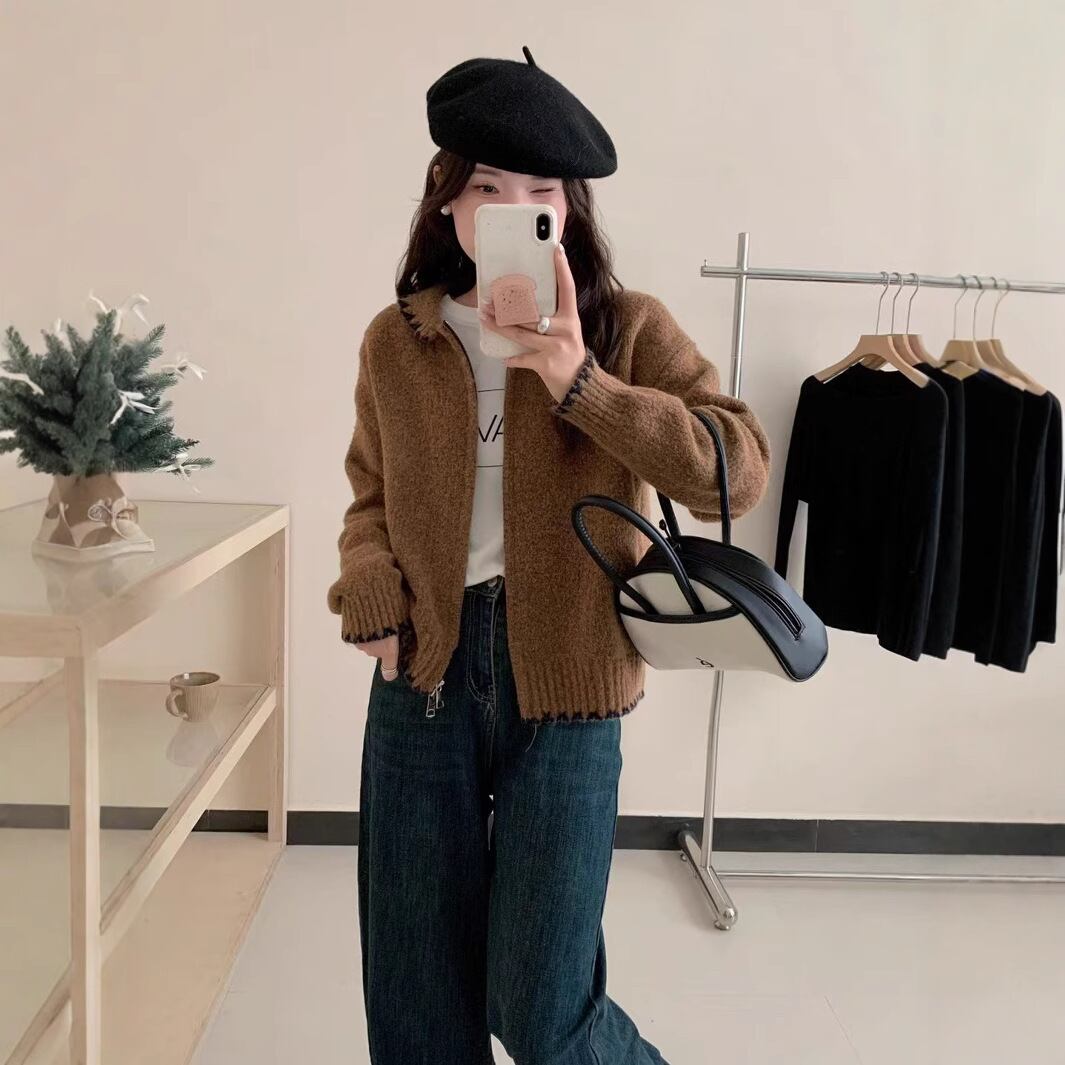 【outer】ファスナーニットカーデ　M28700