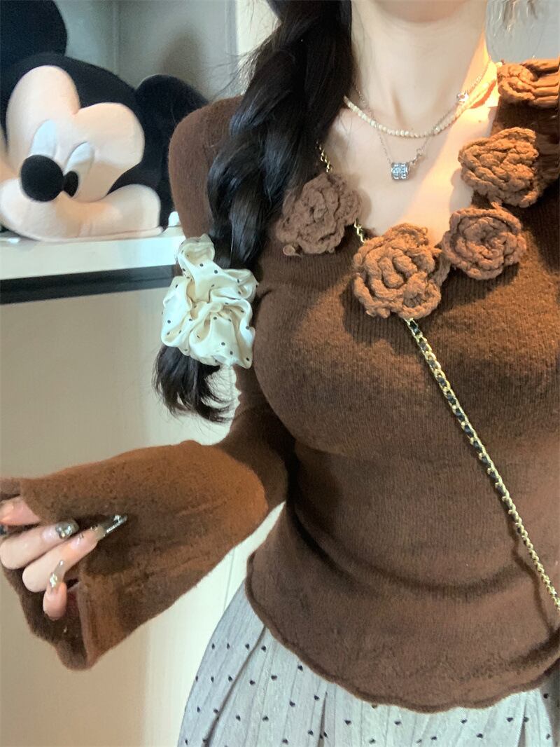 【tops】立体フラワーニットトップス　M28608