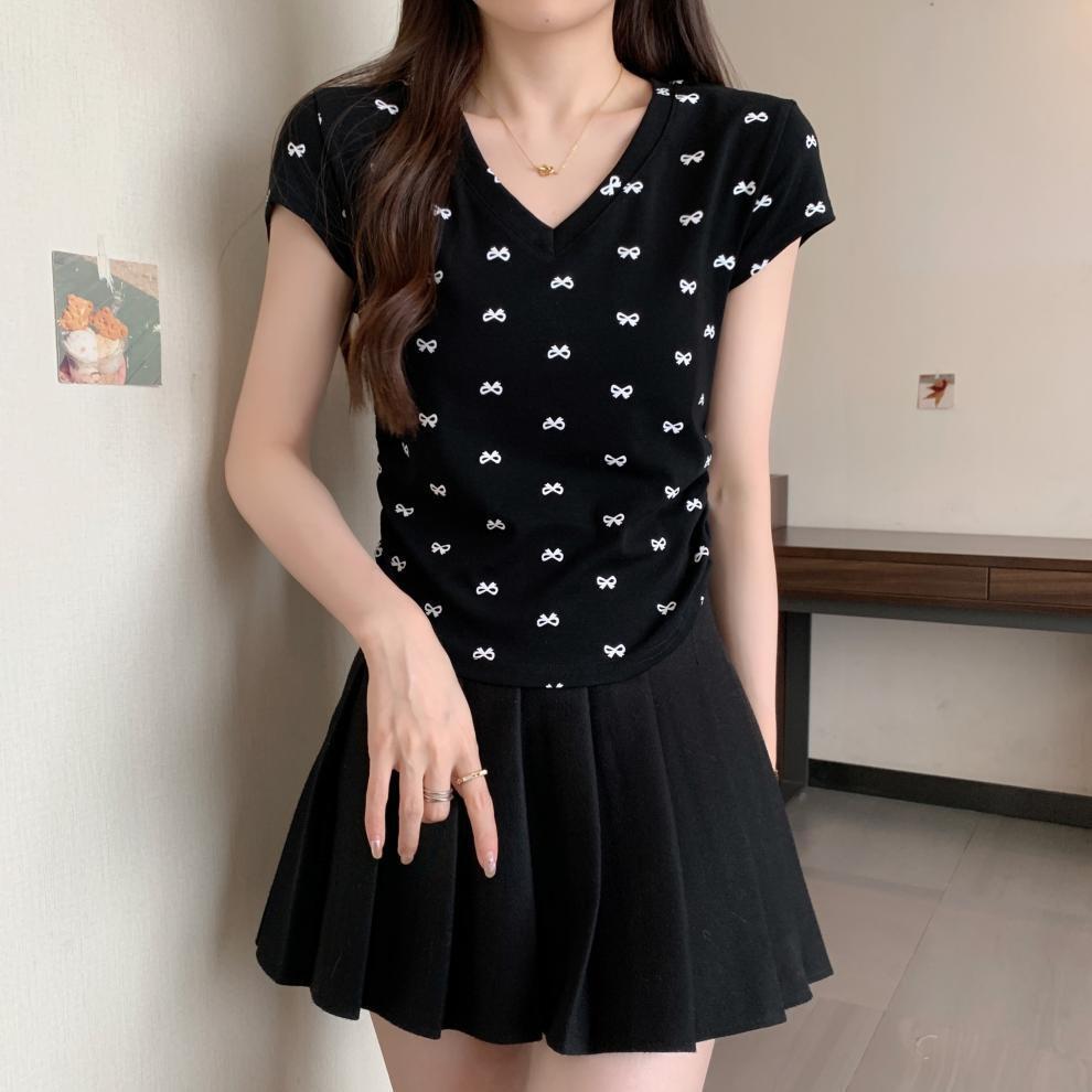 【tops】VネックプリントTシャツG21043