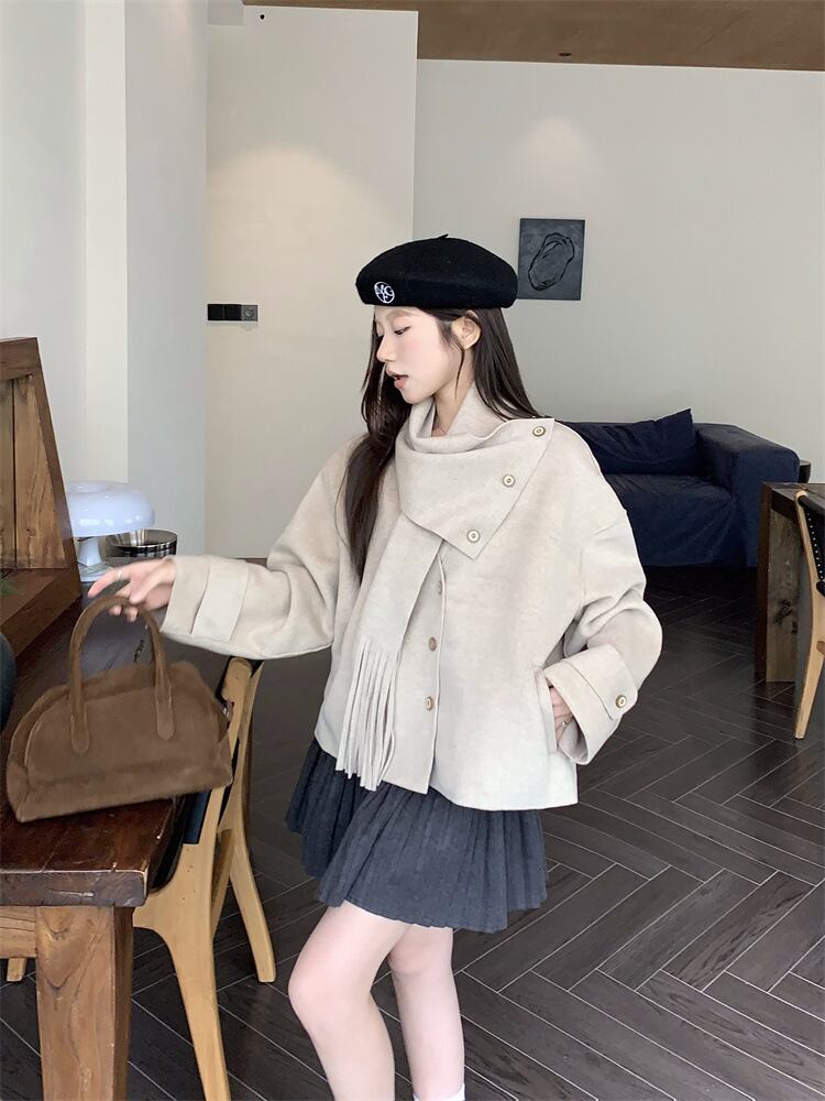 【outer】ショートコートマフラー付き　M27679
