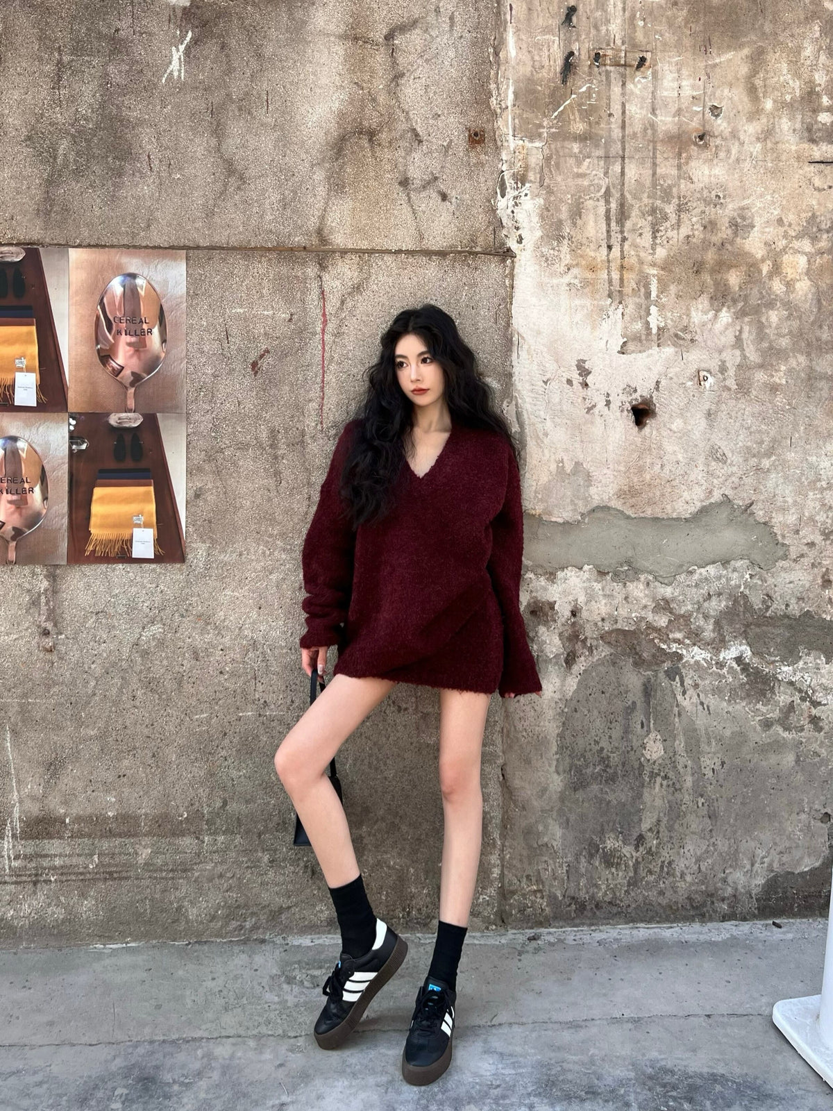 【set】Ⅴネックニットトップス×ミニスカートセット　N2784