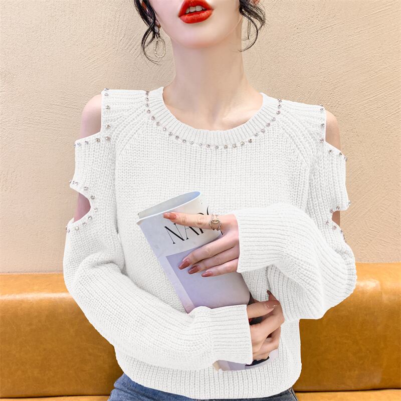 【tops】透かし彫りダイヤモンドニットセーターG18154