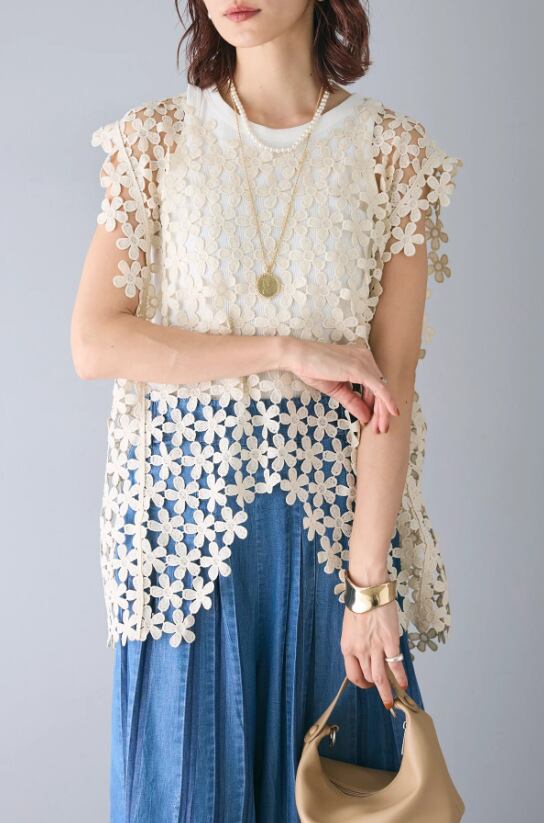 【tops】カットワークトップス　M24051