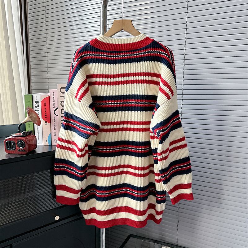 【tops】ボーダー柄ニットセーター　M18954