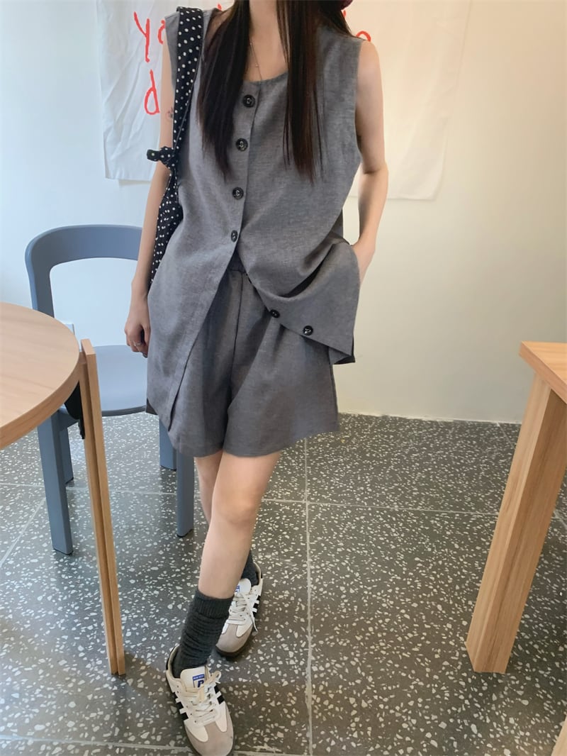 【set】ジレ×ショートパンツセット　M24526