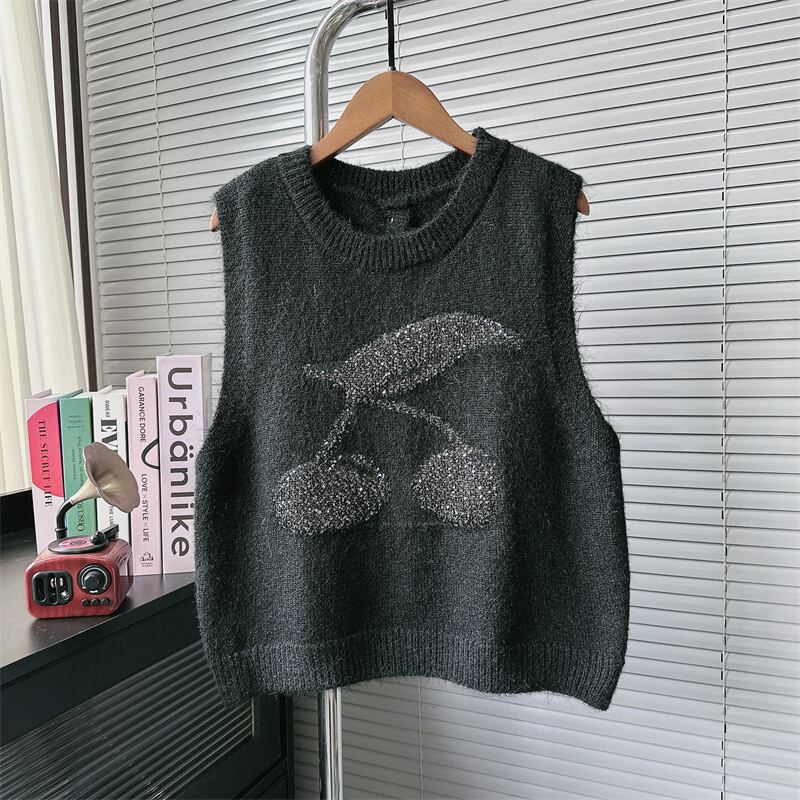 【tops】クルーネックニットベスト　M29541