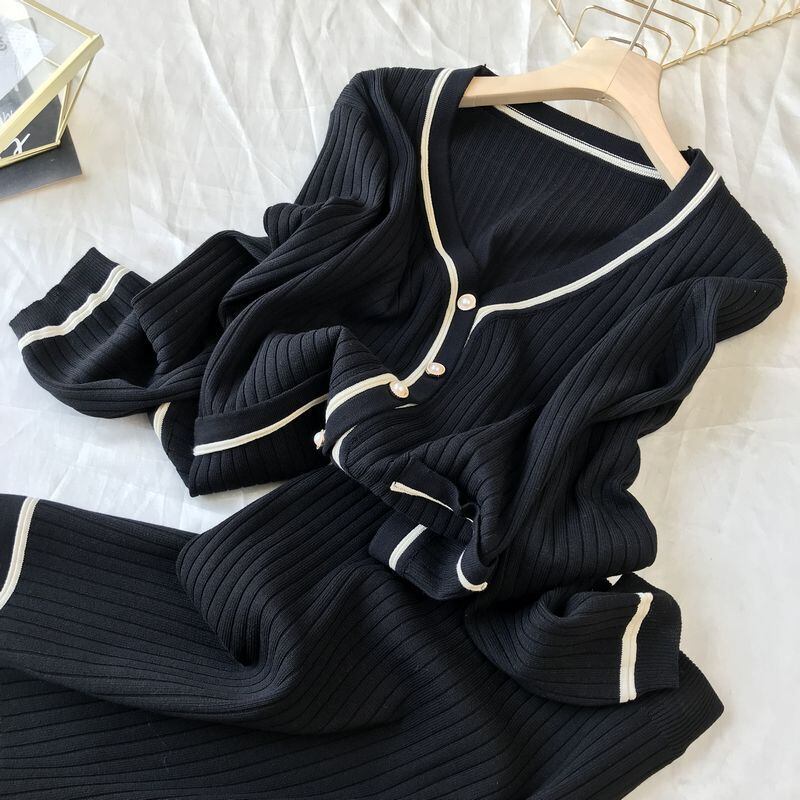 【set】気質満点オシャレニットトップス+スカートファッション２点セット G3090