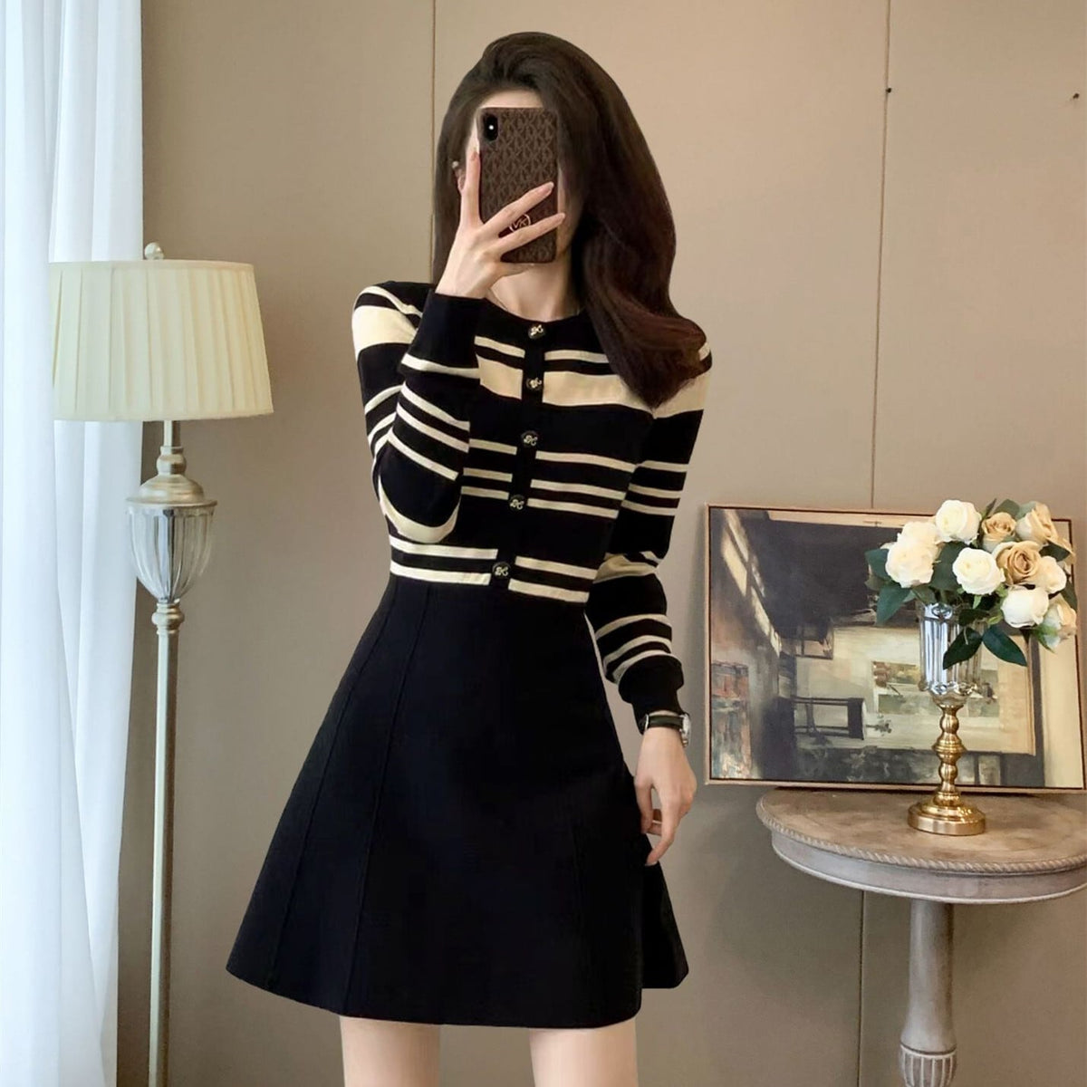 【dress】ボーダー柄ニットワンピース　M29320