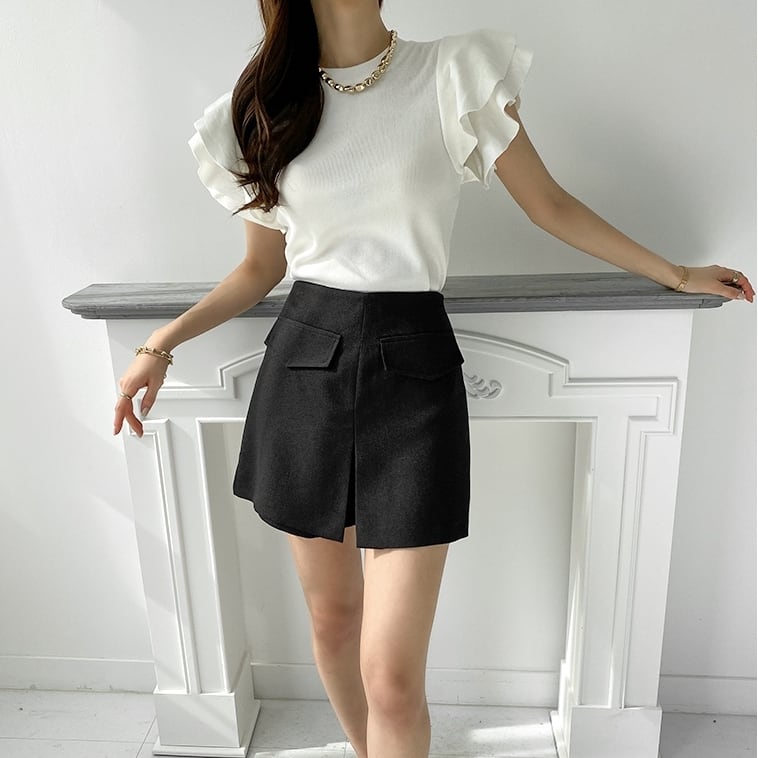 【tops】フレンチスリーブニットＴシャツF7424