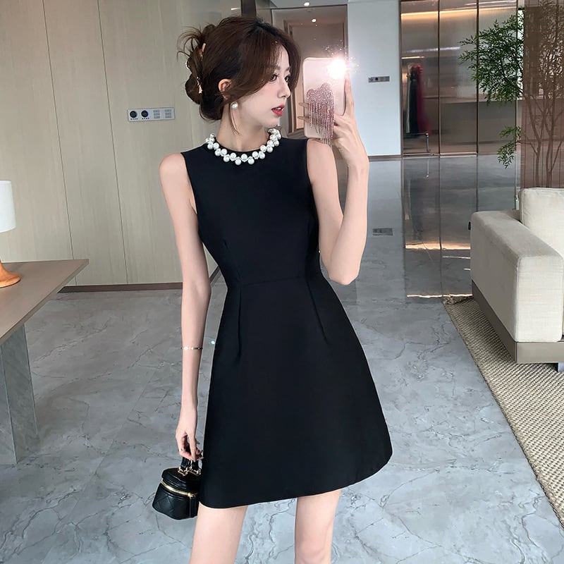 【dress】ノースリーブビーズAラインワンピース G21537