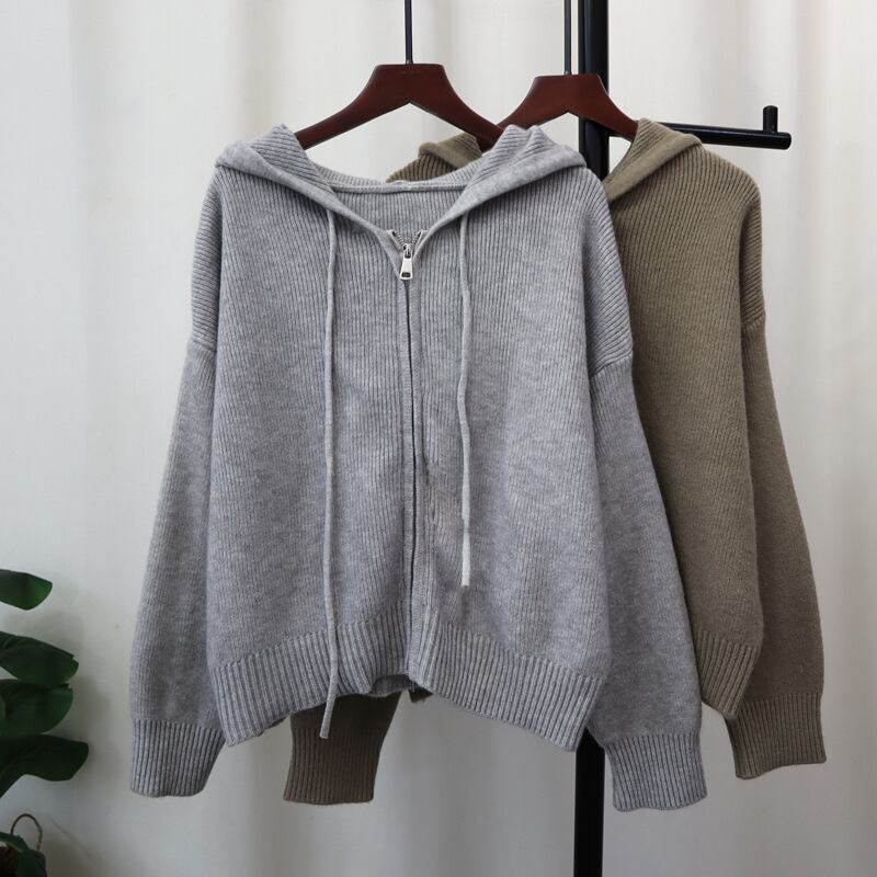 【outer】フード付きニットカーデ　M27372