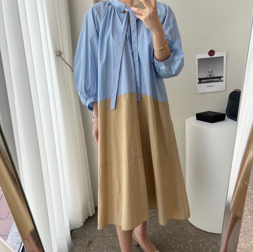 【dress】配色カジュアルワンピース　M18692