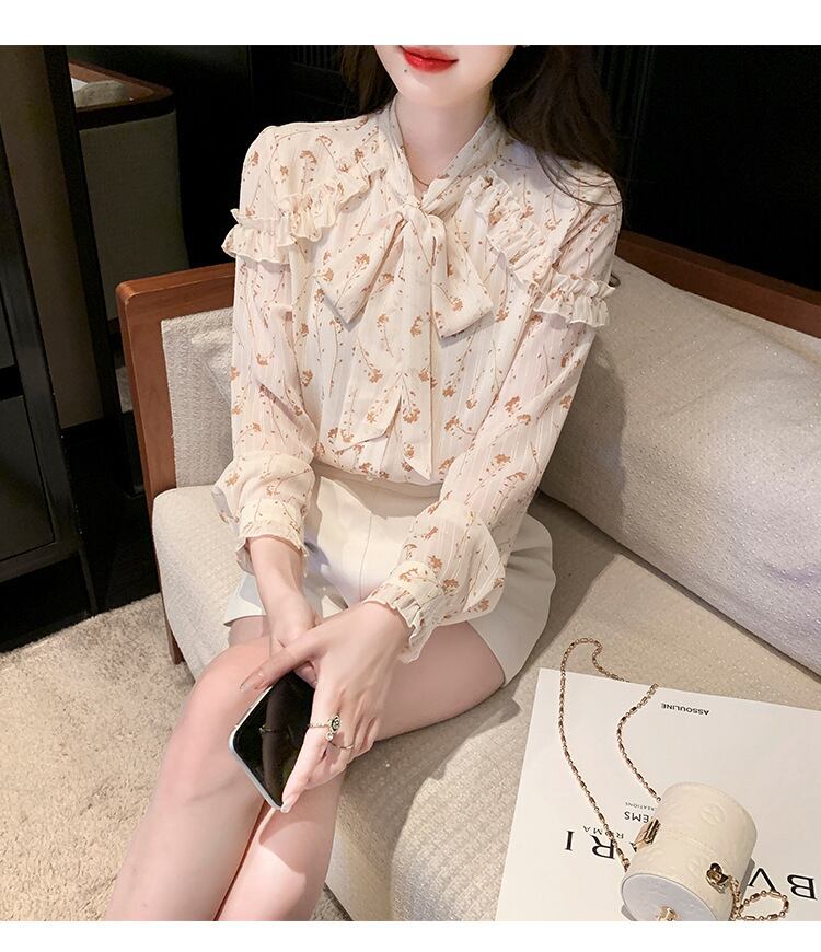 【tops】リボン付きシャツトップス　M18727