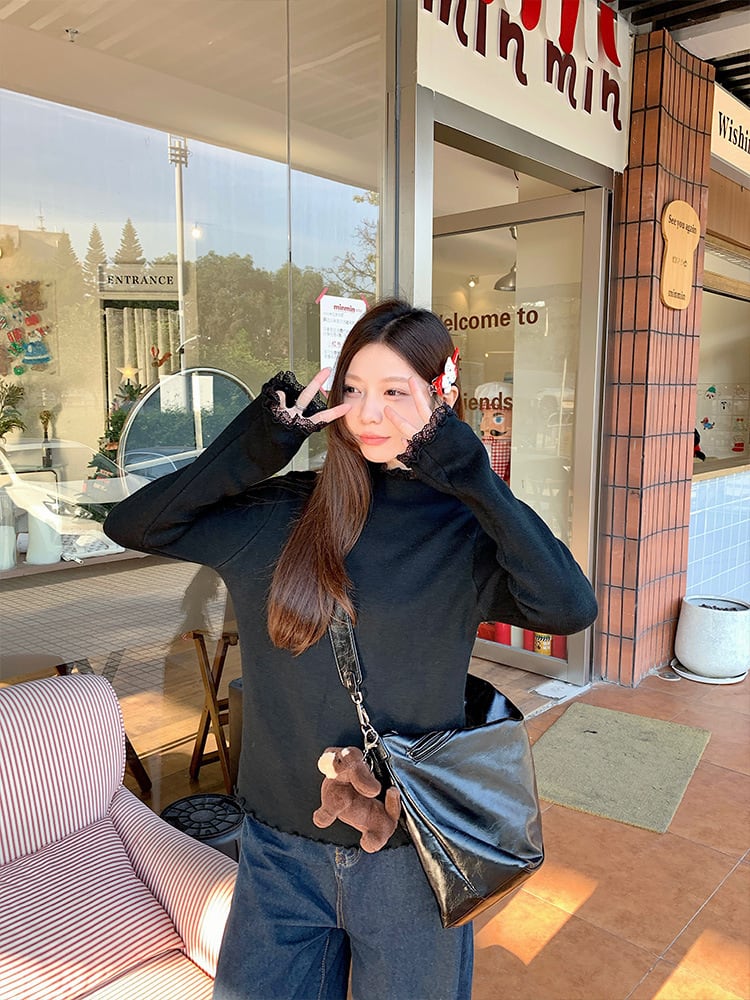【tops】裹起毛ドッキングトップス　M28639