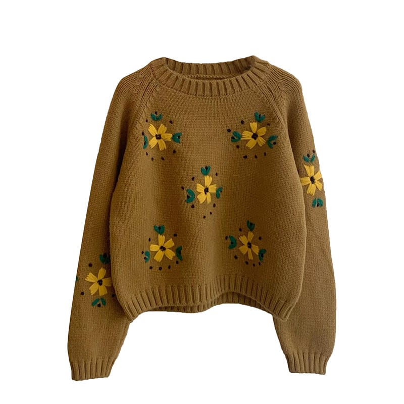 【tops】刺繍ニットセーター　M19120