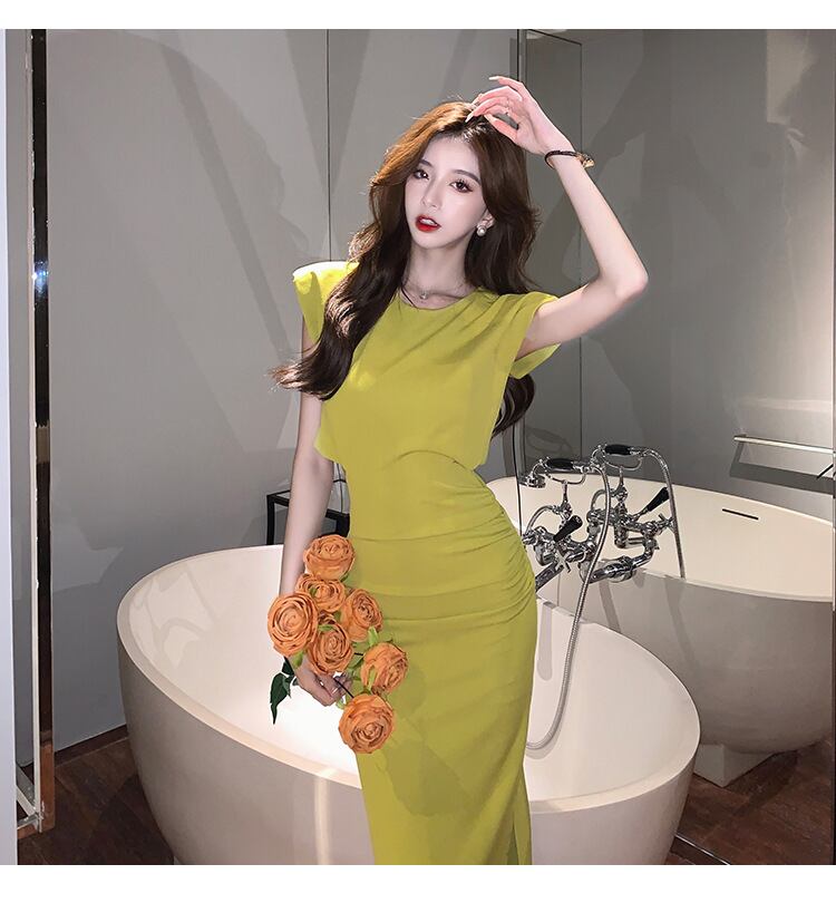 【dress】人気を獲得フランス風気質満点デザイン透かし彫り着痩せスリットタイトワンピース G8676