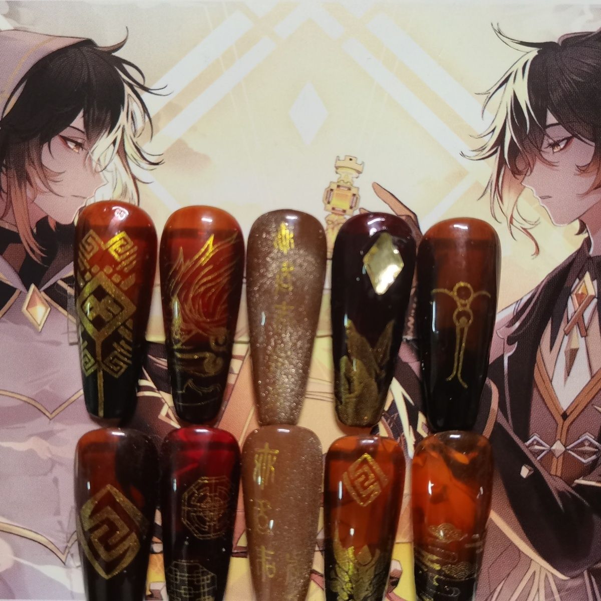 【GOODS】原神 鍾離 痛ネイル ネイルチップ 10本セット Q2195