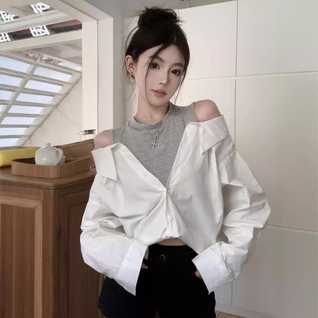 【tops】切り替えオフショルダートップス　M26107