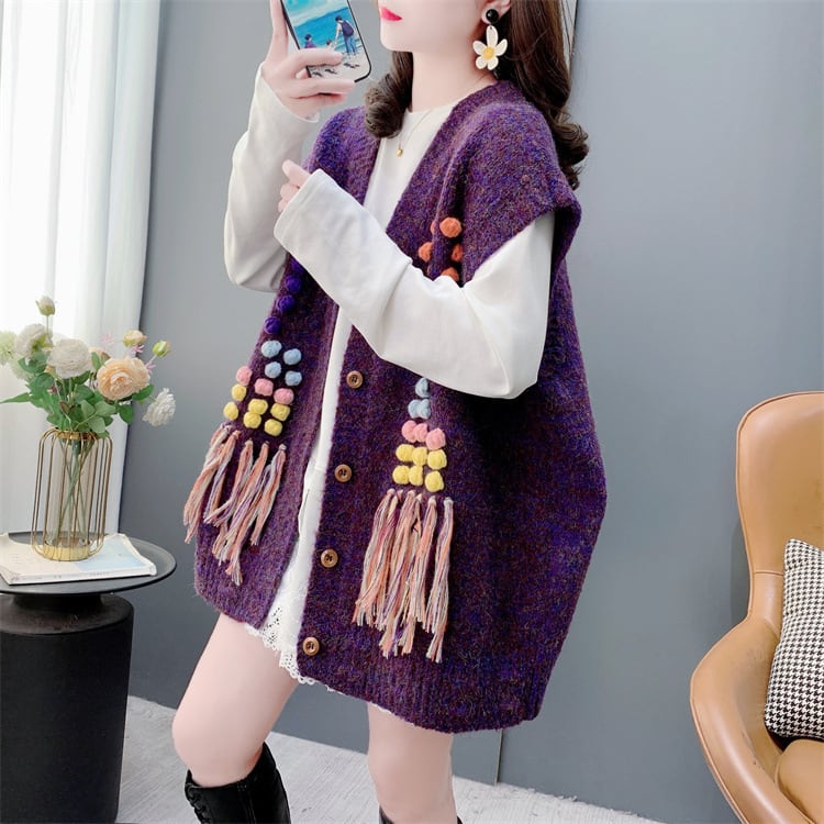 【tops】Vネックニットベスト　M28703