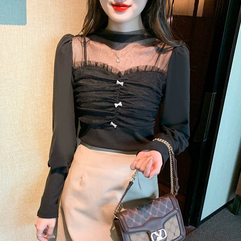 【tops】チュールコンビブラウス　M29369