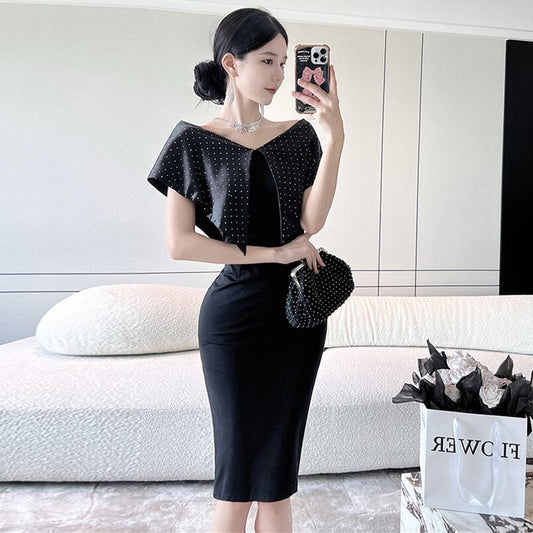 【dress】Vネック体型カバーワンピース G20132