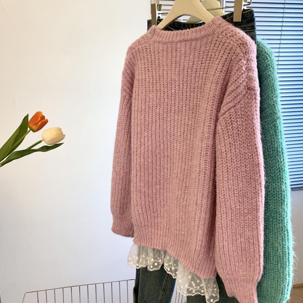 【tops】レース切り替えニットセーター　M29275